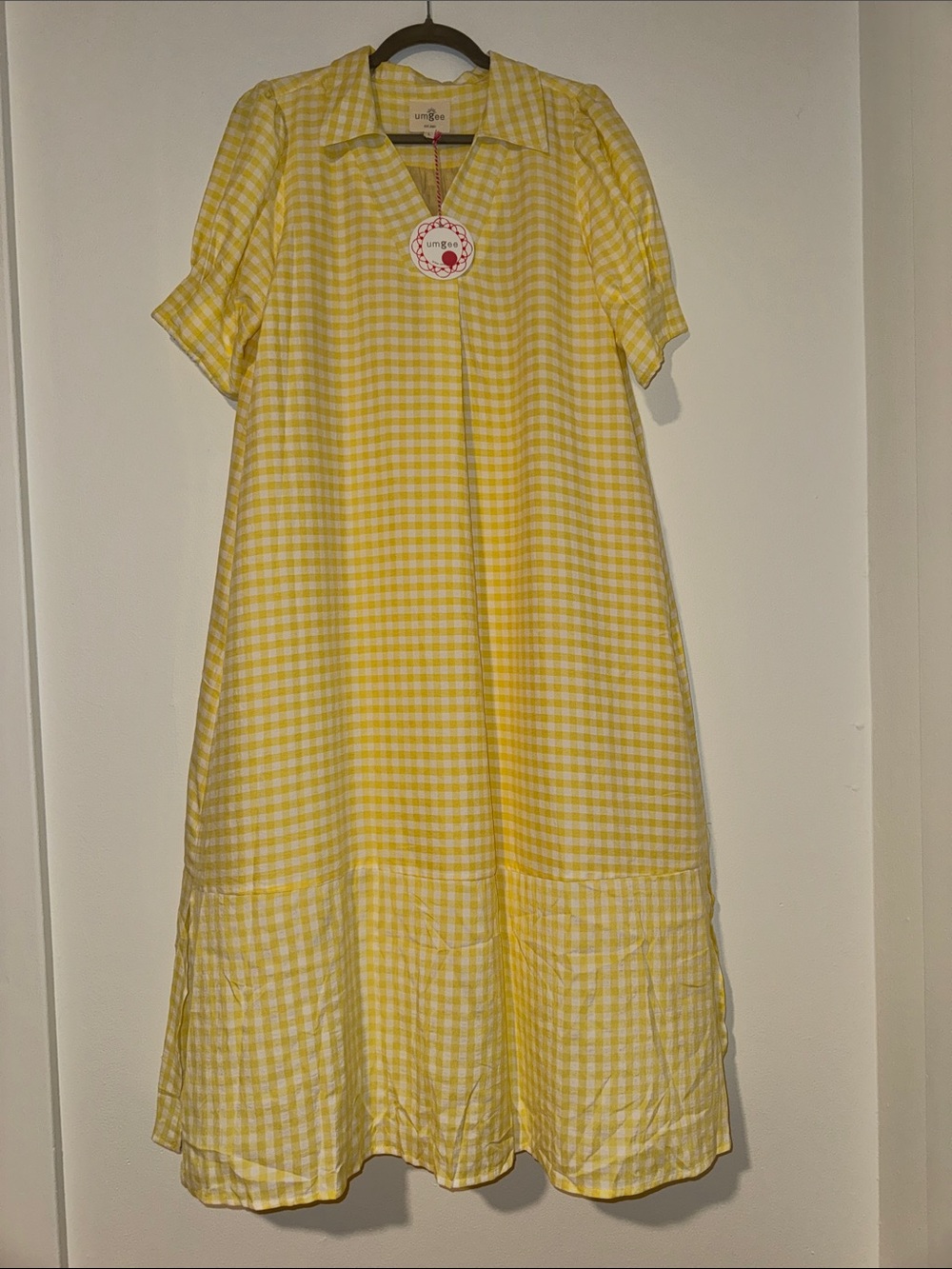 Umgee Yellow Gingham Dress, Size L